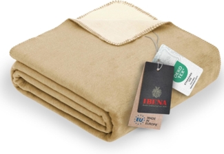 Ibena 'Dublin' Uni Doublefacedecke, Baumwollmischgewebe creme/wollweiß, 150x200cm