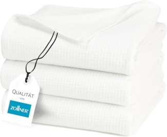ZOLLNER Duschtücher, Waffelpique (3-St), 70x140 cm, 100% Baumwolle, vom Hotelwäschespezialisten, Waffelpique, Weiß