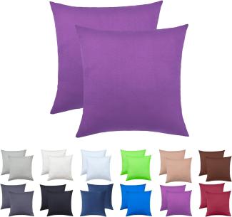 NatureMark 2er Pack Jersey Kissenbezug Kissenhülle Kissenbezüge Seitenschläferkissen Nackenkissen viele Größen und Farben ÖKO-TEX (80x80 cm, Lila)