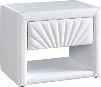Vente-unique - Nachttisch - 1 Schublade und 1 Ablage - Kunstleder - Weiß - ULAMI