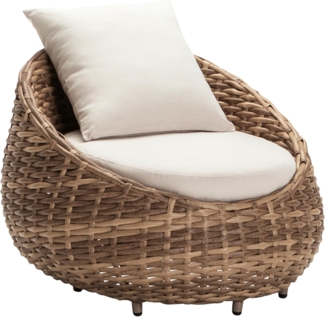 Dehner Gartenlounge-Set Geflechtsessel Tulum, 97 x 95 x 76 cm, moderner, hochwertiger Loungesessel inkl. Polster