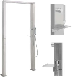 vidaXL Gartendusche Edelstahl Doppeldüsen 48201