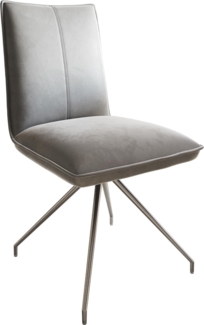 Esszimmerstuhl Lelio-Flex Samt Grau Kreuzgestell konisch Edelstahl Taschenfederkern