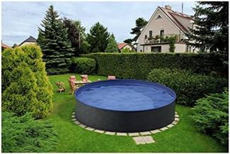 Rundpool 350x90 cm , Stahlwandbecken-Set, Schwimmenpool Anthrazit, Swimmingpool