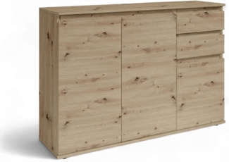 Brest Kommode in Artisan Eiche Optik - Modernes Sideboard mit viel Stauraum - 119 x 84 x 35 cm (B/H/T)