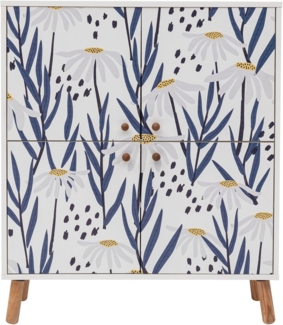 Hanah Home Multi-Purpose Cabinet with Wooden Legs, 95 x 111 x 36 cm | 100% Melamine Coated, UV Coating, Wall-Mountable | Stylish White, Purple & Lilac Design