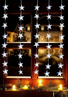 LED-Vorhang 1 x 1,2 m, 5 Stränge x 8 Stern-Ornamente IP44 Außenadapter