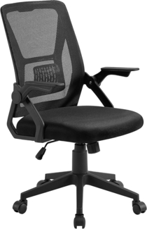 VECELO Ergonomischer Bürostuhl, Sessel mit mittlerer Rückenlehne, höhenverstellbar, mit Armlehnen, Lendenwirbelstütze aus Mesh, 360° drehbare Rolle