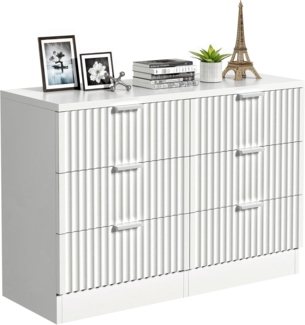 YITAHOME Kommode Weiß, Sideboard Weiss mit Wave Pattern Design Oberfläche, Kommode Schlafzimmer mit eleganter Metallgriff, 38D x 100W x 71.5H centimetres, komodenschrank für Wohnzimmer
