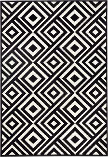 Kurzflor Teppich Art Schwarz Creme - 160x230x0,9cm