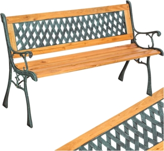 tectake® 2-Sitzer Gartenbank wetterfest, Gartenbank Holz im Landhausstil für Wintergarten Möbel, als romantische Balkonbank, Holzbank Garten, Gartenmöbel Bänke 128 x 51 x 73 cm