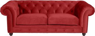 Orleans Sofa 2,5-Sitzer Samtvelours Ziegel Buche Nussbaumfarben