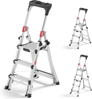 Hailo Klapptritt Hailo TL100 TopLine Alu Teleskop Stehleiter 5 Stufen