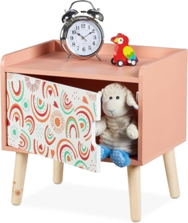 relaxdays Nachttisch für Kinder mit Staufach, A