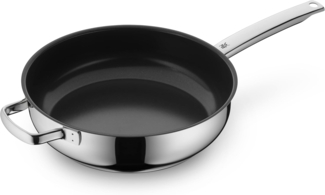 WMF Durado Schmorpfanne Induktion 28 cm, Cromargan Edelstahl 18/10 beschichtet, Keramikbeschichtung, hoher Rand, Hitzebeständig bis 400°C, backofenfest bis 260°C
