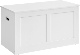 VASAGLE Storage Chest, Storage Bench, Blanket Box with 2 Safety Hinges, Shoe Storage Bench, Barn Style, 40 x 80 x 46.5 cm, for Hallway, Bedroom, Living Room, Matte White LSB064W01