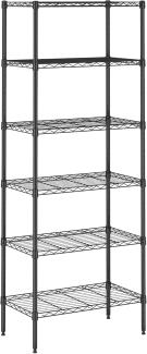 Furinno Wayar 6-stufiges stapelbares Lagerregal aus Metall, 58 x 33 x 150 cm, Schwarz