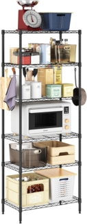 Furinno Wayar 6-stufiges stapelbares Lagerregal aus Metall, 58 x 33 x 150 cm, Schwarz