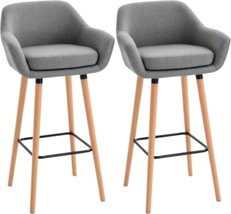 HOMCOM Barhocker Barstühle mit Fußstütze (Tresenhocker, 2 St, Bistrohocker), Grau 55 x 48 x 100 cm