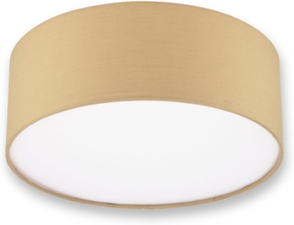 REV Deckenleuchte - Deckenlampe rund 30cm mit Stoff-Lampenschirm im modernen Look – ideal für Schlafzimmer, Wohnzimmer & Kinderzimmer, cappuccino