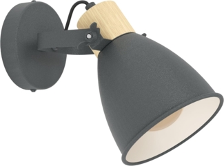 Eglo 99074 Spotleuchte COSWARTH E27 1X25W Stahl, Holz anthrazit, creme-weiß, braun L:14 H:20cm dimmbar