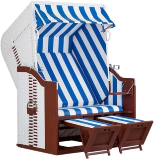 YOURSOL Strandkorb Profi Ostsee Fehmarn 991, blau-weiß gestreift, seewasserbeständig, Halblieger