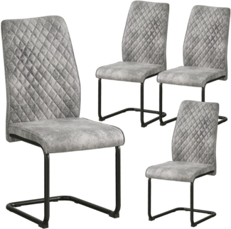 B&D home Freischwinger THEO (4er Set, 4 St), Esszimmerstuhl, kippsicher, gepolstert, pulverbeschichtet
