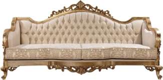Casa Padrino Luxus Barock Sofa Gold Muster / Antik Gold - Barockstil Wohnzimmer Sofa mit elegantem Muster - Luxus Wohnzimmer Möbel im Barockstil - Barock Einrichtung - Barock Möbel
