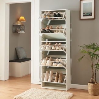 Schuhkipper Lund mit 5 verspiegelten Klappen Weiß [en. casa]