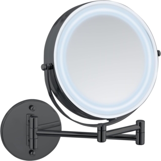 WENKO Wandspiegel Power-Loc® LED Modell Lumi, Kosmetikspiegel mit Beleuchtung, 5-fach Vergrößerung, ohne Bohren