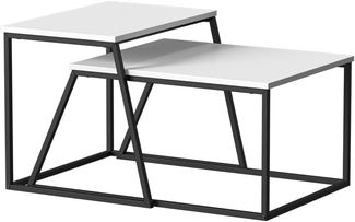 Couchtisch-Set Myra Weiß/Schwarz 60 x 50 cm 2 Teile Vicco