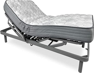 DUÉRMETE ONLINE, Ergomax 90x190 Pack Elektrisches Bett verstärkt + viskoelastische Matratze Dorsaltec, Holz, Anthrazitgrau