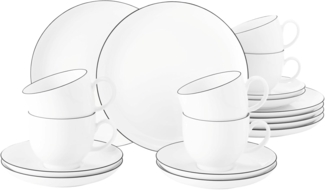 Seltmann Weiden Lido Black Line Kaffeeservice rund 18-teilig