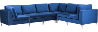 Ecksofa EVJA Samtstoff Marineblau Linksseitig