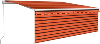 vidaXL Markise Manuell Einziehbar mit Rollo & LED 4,5x3 m Orange Braun 3069325