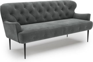 CAVADORE 3-Sitzer Küchensofa Amba, Trendige Sitzbank für Küche oder Esszimmer / 193 x 97 x 87 / Hochwertiges Mikrofaser: Grau