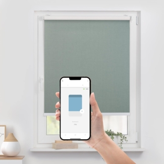 Lichtblick Sonnenschutzsysteme GmbH Bluetooth-Rollo Palermo 90 cm x 190 cm (BxL) mint Verdunkelnd & Thermofuntion; Klemm- und schraubbar; Motor per App oder manuell steuerbar