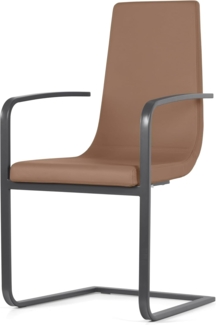 Connubia, Cruiser-Stuhl mit Armlehnen, Gestell grau matt, Sitz aus Leder, Anti-Lope