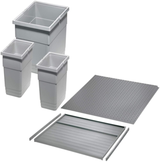 SO-TECH® Mülltrennsystem Ninka Abfalltrennsystem eins2vier Eimer Set 2x 6L, 1x 13,5L, für Korpusbreite 450 mm, Seitenstärke 16 mm, Höhe 275 mm