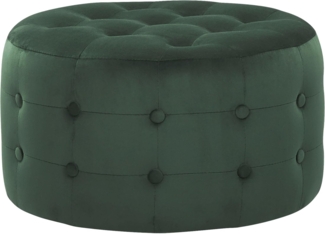 Beliani 'TAMPA' Pouf, Samtstoff Dunkelgrün, 55 x 55 x 30 cm