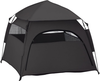 PawHut Hundehütte Haustierzelt, Hundezelt, Katzenhaus im Freien, für Garten, Balkon, Dunkelgrau