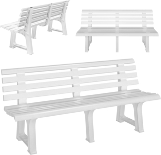Casaria Gartenbank Orchidea, Sitzbank Wetterfest Kunststoff 240kg Belastbar 145x46cm Garten Weiß