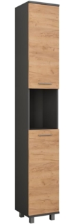 Hochschrank Ilias Anthrazit/Goldkraft Eiche 30.2 x 190 cm mit 2 Türen Vicco