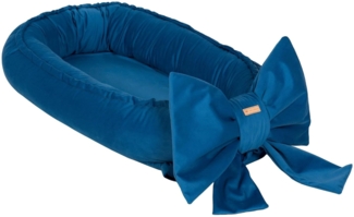 Kuschelnest Babynest Babynestchen Nestchen Reisebett Wickelauflage mit Schleife (Farbe: dunkelblau)