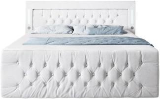 Boxspringbett Queen mit LED, USB und Stauraum 140x200 Weiß H2