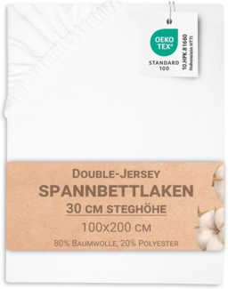 ZOLLNER Spannbettlaken, Double-Jersey, Gummizug: rundum, 100 x 200 cm, 80% Baumwolle, 20% Polyester, vom Hotelwäschespezialist