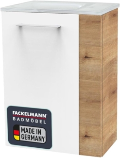 Fackelmann SBC MILANO Gäste WC Set 2-teilig 45 cm, Braun hell/Weiß, links, Glas Weiß
