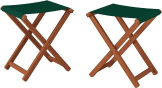 Klappbarer Gartenhocker X-Stuhl dunkel mit grünem Stoff V-10-216-04Doppelpack