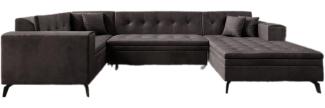 Designer Sofa Neola mit Schlaffunktion Samt Dunkelbraun Rechts