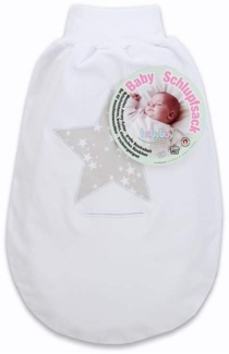 babybay Schlupfsack Organic Cotton mit Gurtschlitz, weiß Applikation Stern perlgrau Sterne weiß